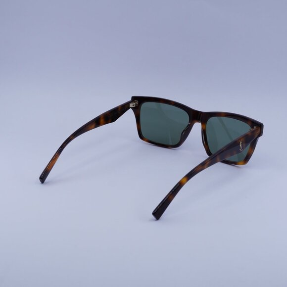 Saint Laurent SLM104 003 Sunglasses Havana Square Frame, Green Lenses - Picture 3 of 13